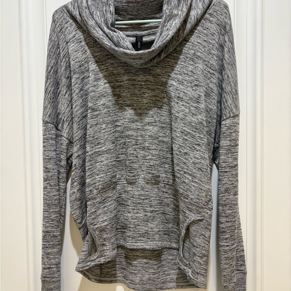 90 Degree By Reflex Heathered Gray Cowl Neck Sweater